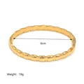 Detail of 18K gold plated stainless steel bracelet with 6cm inner diameter and 19g weight - Rectangular Texture Style (JC-250508-1-4)
