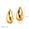Polished 18K gold-plated teardrop earrings with 3.2cm height and 1.5cm width dimensions - Mirror Water Drop Style (JC-250424-2-1)