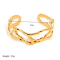 18K gold plated stainless steel cuff bracelet with irregular organic branch texture - Organic Texture Style (JC-250508-1-5)