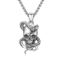Collar punk gótico de acero inoxidable con colgante detallado de calavera y serpiente - Plata Vintage (Estilo Original)