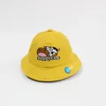 Detail of yellow cotton sun hat for kids with HappyCow cartoon embroidery and logo - Hat Circumference 48cm (Recommended 1-2 Years) / Yellow