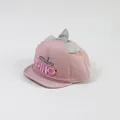 Detaillierte DINO-Stickerei auf weichem rosa Baumwoll-Sonnenhut für Babys mit 3D-Akzenten - Rosa