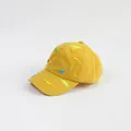 Detail of breathable yellow cotton kids baseball cap with colorful dinosaur embroidery - 52cm Adjustable / Yellow