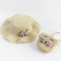 Set cappello di paglia per bambini e borsa a tracolla coordinata con stelle carine - Solo borsa (circa 12x14cm) / Stelle - Beige
