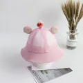 Cappello da sole per neonati in rete traspirante rosa con orecchie e uccellino 3D - Anatra Rosa