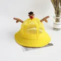 Dettaglio cappello sole giallo per bambini con orecchie di cervo e rete traspirante - Alce Giallo