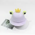 Mignon chapeau bob violet clair pour enfants avec des yeux de grenouille et une couronne - Taille unique / Mauve Clair