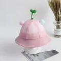 Dettaglio cappello parasole rosa per bambini con rete traspirante e decorazioni carine - Erba A Palloncino Rosa