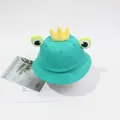 Chapeau bob grenouille verte pour enfants avec couronne jaune et yeux 3D en coton - Taille unique / Vert Grenouille