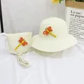Set cappello di paglia beige e borsa a tracolla coordinata con libellula per bimbi - 50-52CM / Solo Cappello / crema
