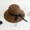 Dark brown woven sun hat with black satin bow ribbon, stylish summer beach hat for women - Size M (Adult 56-58cm) / Dark Coffee