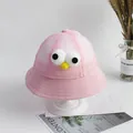Dettaglio cappello da pescatore rosa per bambini con rete traspirante e occhi a fumetto - Grandi Occhi Rosa