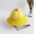Detail of yellow toddler sun hat with breathable mesh crown and cute cartoon X-eye character - 53cm / Yellow XX Eyes