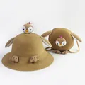 Conjunto de sombrero de paja y bolso bandolera para niños caqui oscuro con pingüino - Solo Sombrero / Caqui