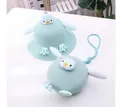 Conjunto de sombrero de paja y bolso de pingüino azul claro para niños con alas 3D - Verde claro
