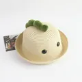 Détails de la paille tressée et décoration yeux de dinosaure sur chapeau d'enfant - Taille Enfants / Style Dinosaure / Poche zippée