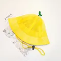 Breathable yellow baby sun hat with green sprout detail and adjustable chin strap - Yellow Mesh
