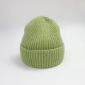 Bonnet en maille côtelée vert lime avec revers pour un style d'hiver en plein air - M (56-58cm) / Vert Fruit