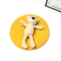 Gelbe Baskenmütze für Mädchen aus Wolle mit süßem cremefarbenem Plüsch-Teddybären-Akzent - S Kinder (48-53cm) / Gelb