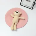 Rosa Woll-Baskenmütze für Kinder mit einer süßen cremeweißen Teddybär-Dekoration - S Kinder (48-53cm) / Rosa