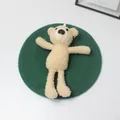 Kinder-Baskenmütze aus Wolle mit beigem Teddybären auf dunkelgrünem Filzstoff - Dunkelgrün