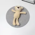 Beige Teddybär-Baskenmütze für Kinder aus Wolle mit niedlichem Plüschornament und Design - Hellgrau