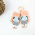 Pink lamb fleece mittens for toddlers with cartoon sheep pattern and neck string - Size S (2-6 Years) / Orange