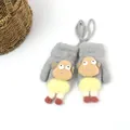 Gray children's knitted mittens with cute 3D cartoon sheep design and neck cord - Size S (2-6 Years) / Gray