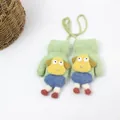 Fleece lined children mittens with neck string and cartoon sheep in light green color - Size S (2-6 Years) / Green