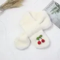 Sciarpa di peluche bianco crema per bambini con un simpatico ornamento a ciliegia - Bianco