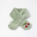 Écharpe en peluche vert clair pour enfant avec cerises et design croisé - Taille unique / Vert clair