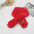 Sciarpa di peluche rossa per bambini con ciliegie e design incrociato per l'inverno - Rosso