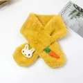 Sciarpa di peluche giallo zenzero per bambini con decorazione di coniglio e carota - Giallo Zenzero