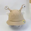 Detail von khakifarbenem Fischerhut aus Cord mit Augen, Plüschohren und Windband - Einheitsgröße (52cm) / Khaki