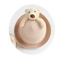 Kids cute teddy bear straw sun hat with big brim in dusty pink for boys and girls - Rolled Brim Hat Only / Light Pink