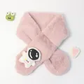 Sciarpa rosa in ecopelliccia per bambini con toppa astronauta e morbida consistenza - 75*10cm / Rosa Antico