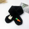 Écharpe en peluche noire pour enfants avec détails de lapin blanc et de carotte - 1-12 Ans / Noir