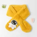 Sciarpa gialla in finta pelliccia per bambini con graziosa toppa da astronauta - 75*10cm / Giallo Zenzero
