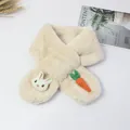 Écharpe en peluche beige pour enfant avec lapin et carotte au design croisé doux - 1-12 Ans / Abricot