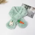 Écharpe en peluche vert menthe pour enfants avec lapin 3D et carotte pour l'hiver - 1-12 Ans / Vert menthe
