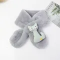 Écharpe en peluche grise pour tout-petits avec un mignon chat de dessin animé et étoile - Gris
