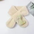 Écharpe en fausse fourrure beige pour enfant avec un adorable chat en peluche vert - Abricot