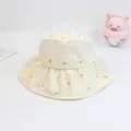 Light yellow children's sun hat with breathable mesh and cute bunny carrot prints - 49-53cm / Beige Rabbit