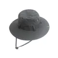 Men's wide brim black sun hat with adjustable wind cord for outdoor hiking and fishing - One Size / Black