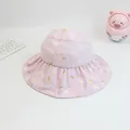 Pink girl sun hat with bunny patterns and mesh vents for summer sun protection - 49-53cm / Pink Rabbit