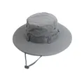 Medium gray outdoor sun hat with wide brim, breathable vents and adjustable chin strap - One Size / Dark Gray