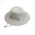 Grey quick-dry sun hat with wide brim, side snaps and adjustable chin strap for outdoors - One Size / Light Gray