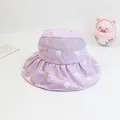 Light purple girls sun hat with rabbit prints and breathable mesh top detail - 49-53cm / Rabbit Light Purple