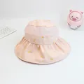 Pink girl's wide brim sun hat with cute rabbit print and breathable mesh design - 49-53cm / Rabbit Peach Pink