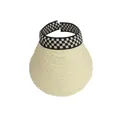 Beige woven wide brim sun visor with black and white checkerboard elastic headband - Milky White Checkerboard Style